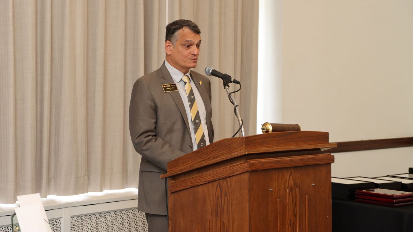 Dean Castro speaking at the awards ceremony. (Purdue University photo/ John O'Malley)