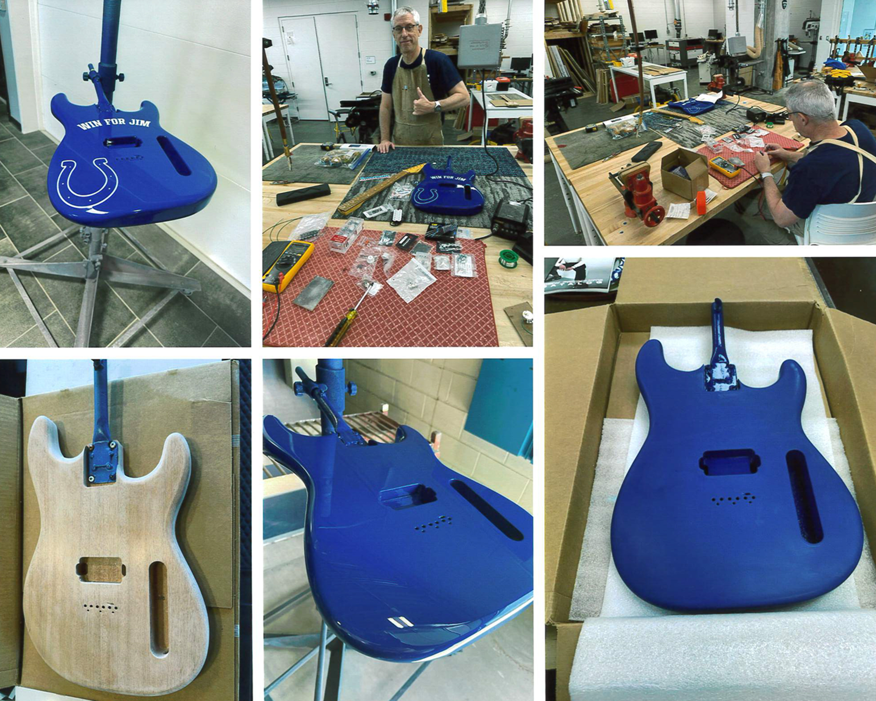 Mark French fabricating the guitar in Purdue Polytechnic's Guitar Lab.