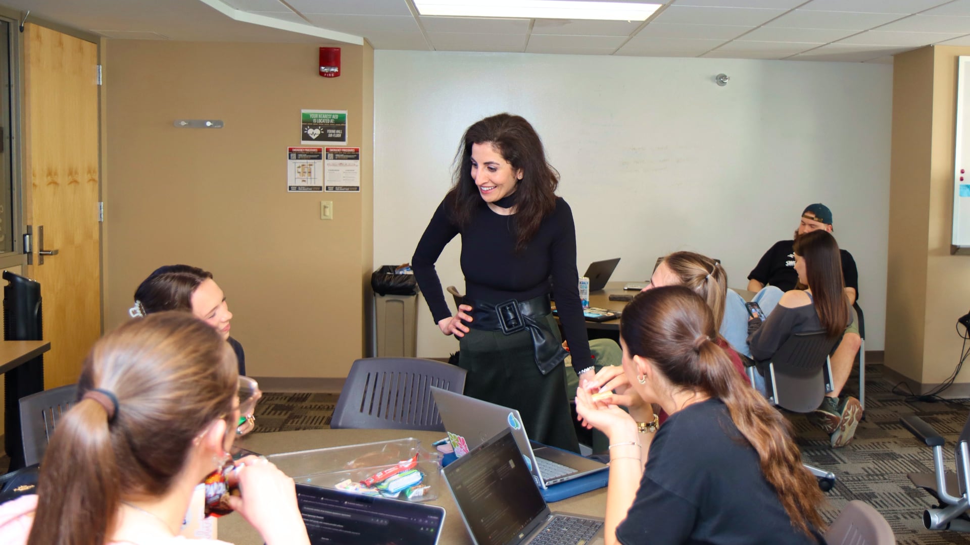 Hammoud prioritizes dialogue and experiential learning over traditional lectures, which she explains is a process of building a trusting classroom environment where students can refine their thinking in community. (Purdue University photo/John O'Malley)