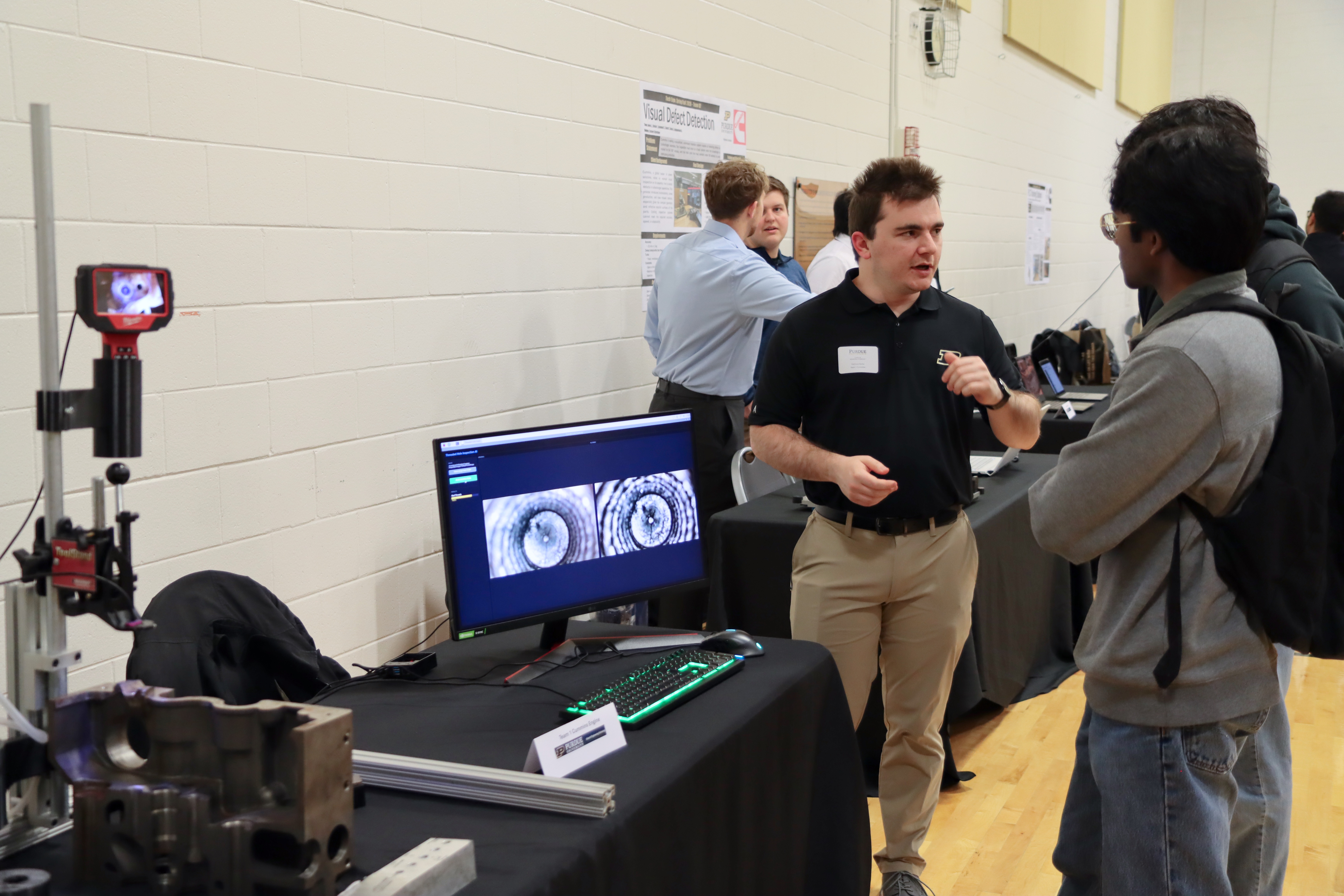 Engineering Technology students demonstrate their senior capstone project at the Spring 2026 Tech Expo. (Purdue University photo/Zach Rodimel)