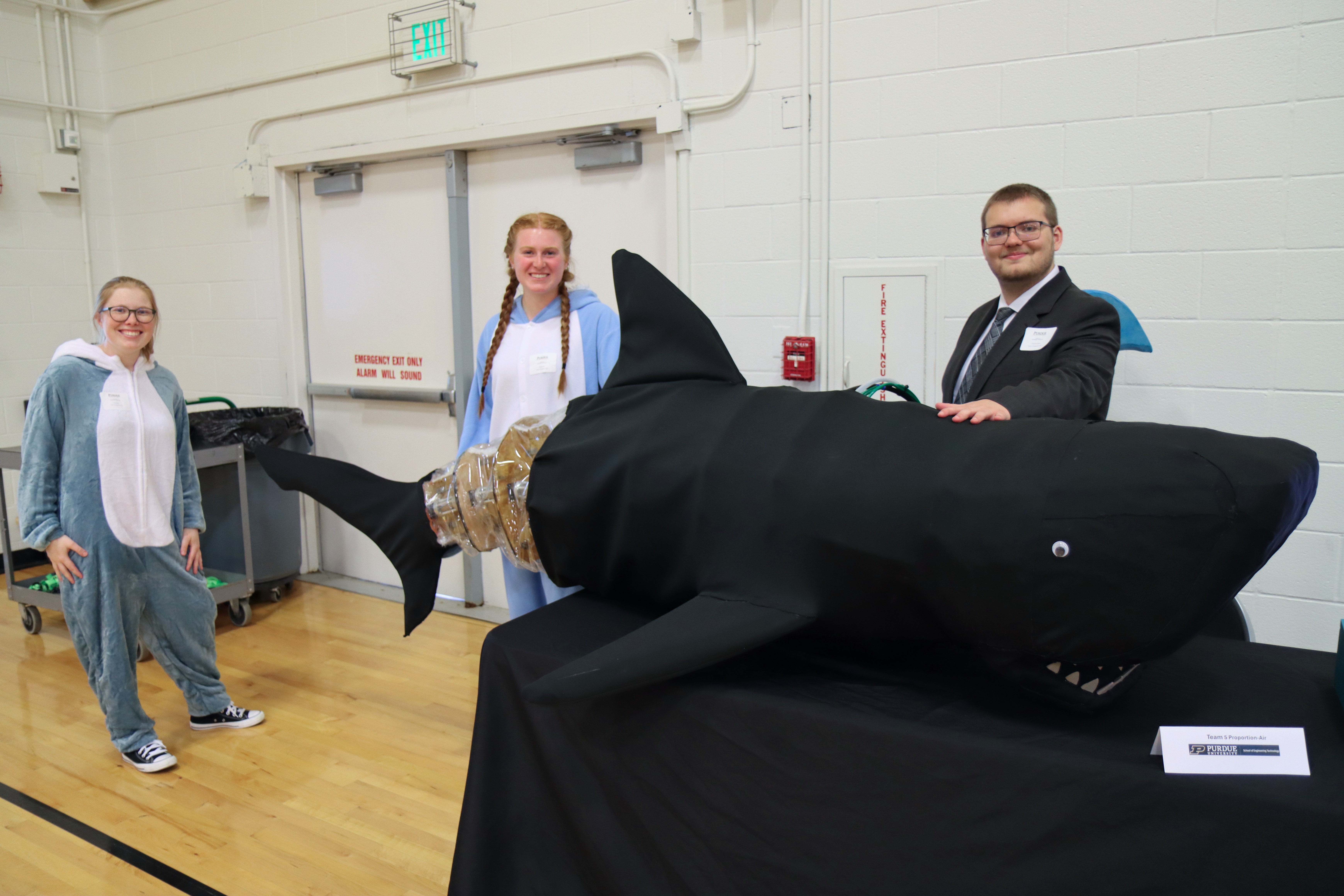 Engineering Technology students demonstrate their senior capstone project at the Spring 2026 Tech Expo. (Purdue University photo/Zach Rodimel)