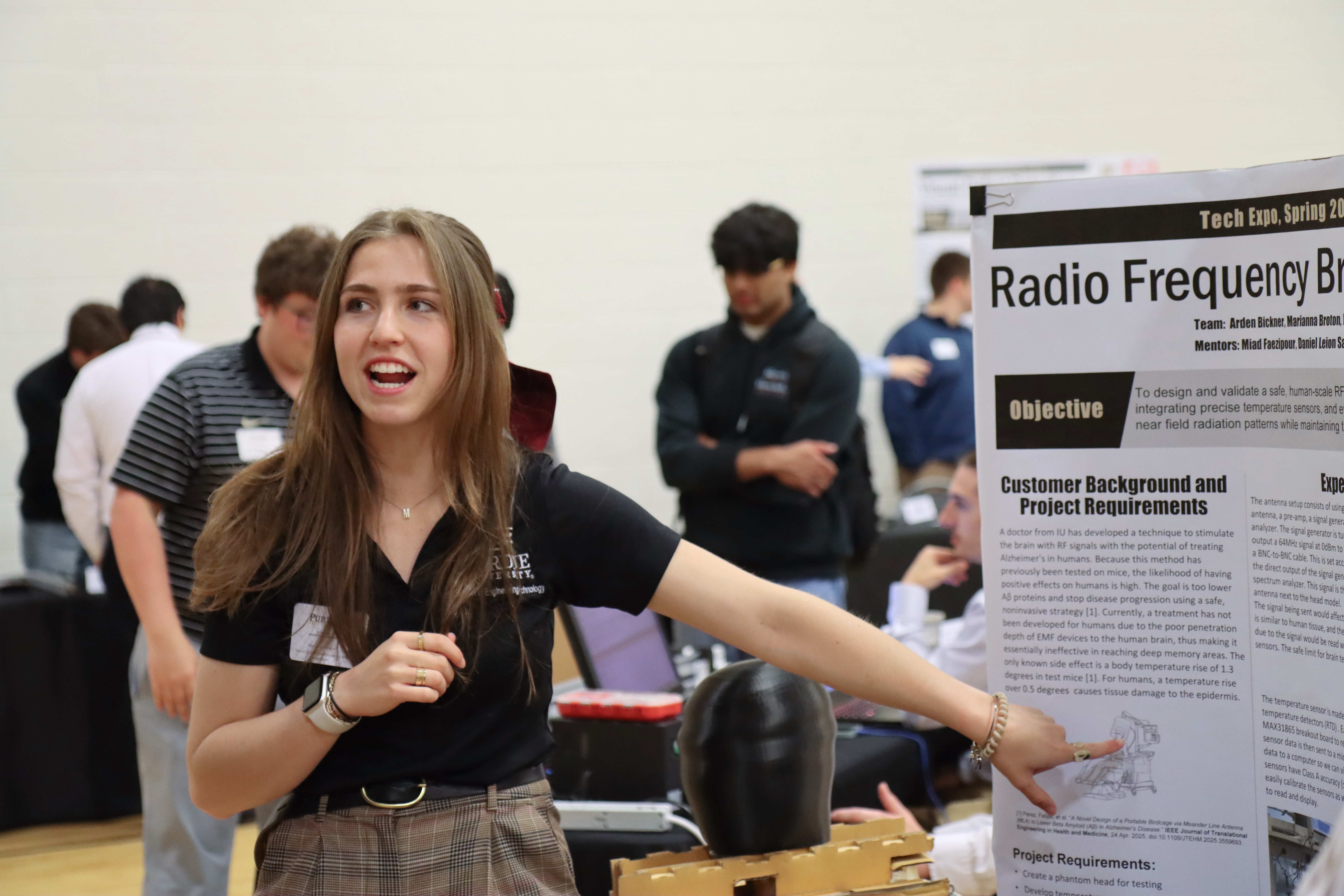 Engineering Technology students demonstrate their senior capstone project at the Spring 2026 Tech Expo. (Purdue University photo/Zach Rodimel)