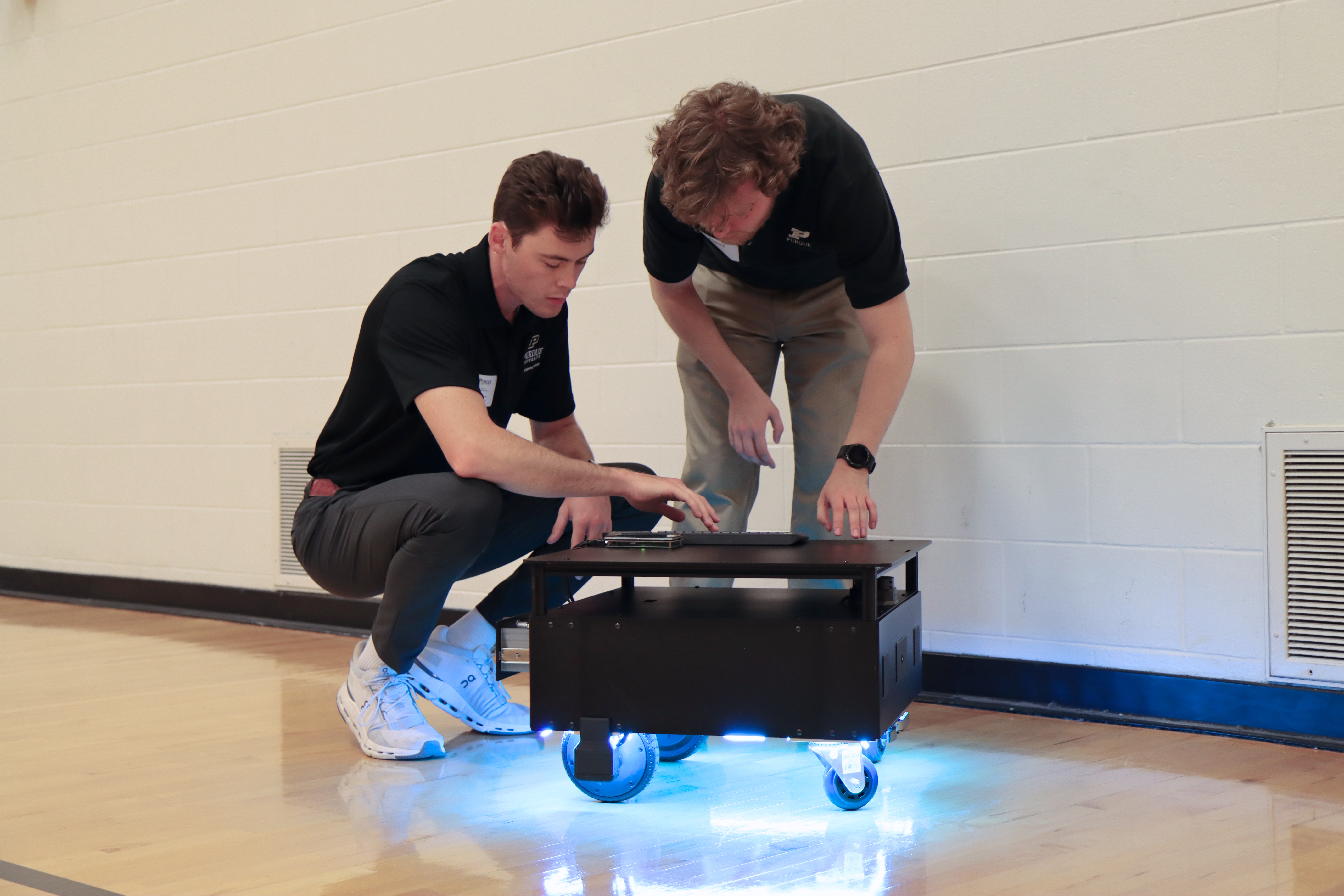 Engineering Technology students demonstrate their senior capstone project at the Spring 2026 Tech Expo. (Purdue University photo/Zach Rodimel)