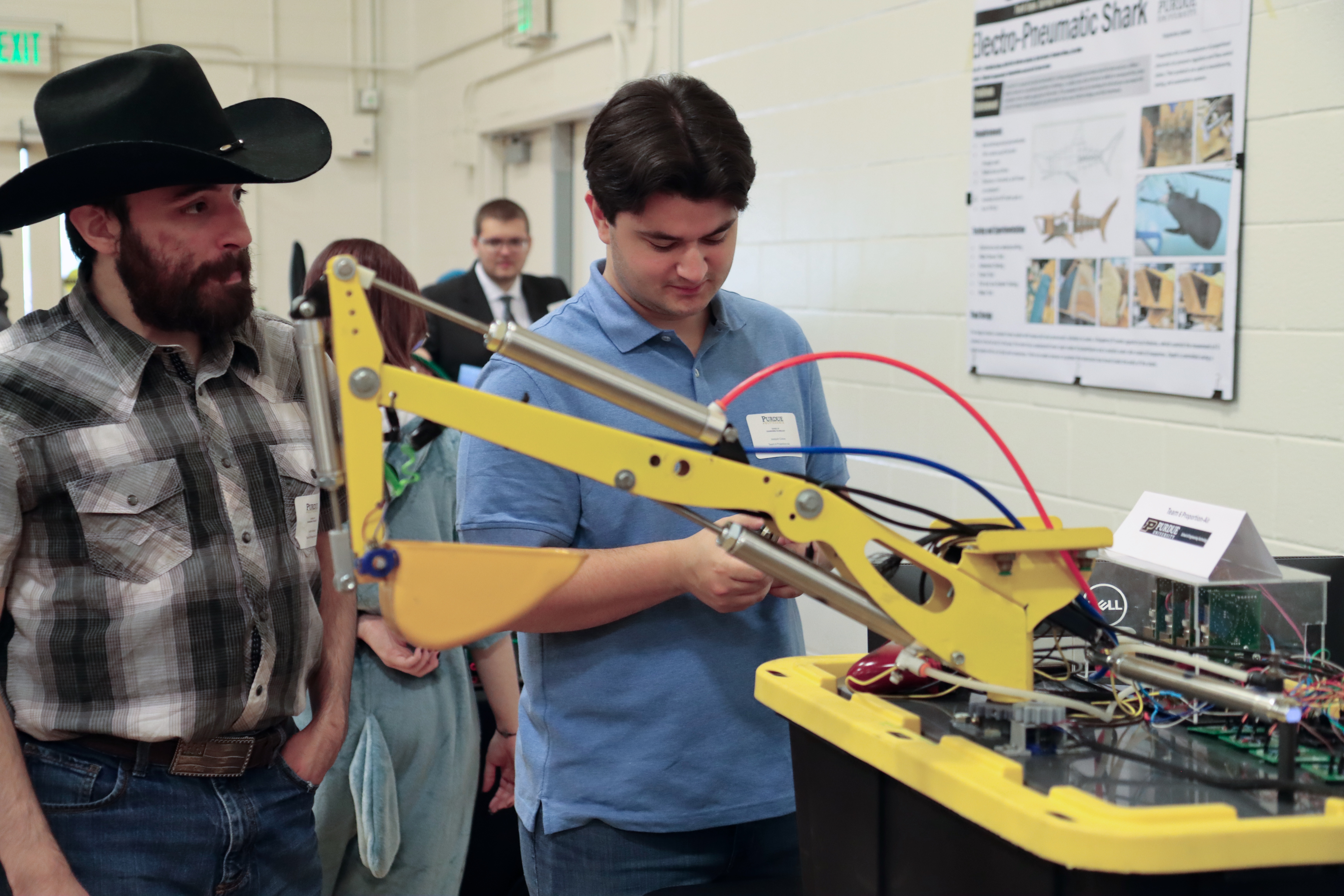 Engineering Technology students demonstrate their senior capstone project at the Spring 2026 Tech Expo. (Purdue University photo/Zach Rodimel)