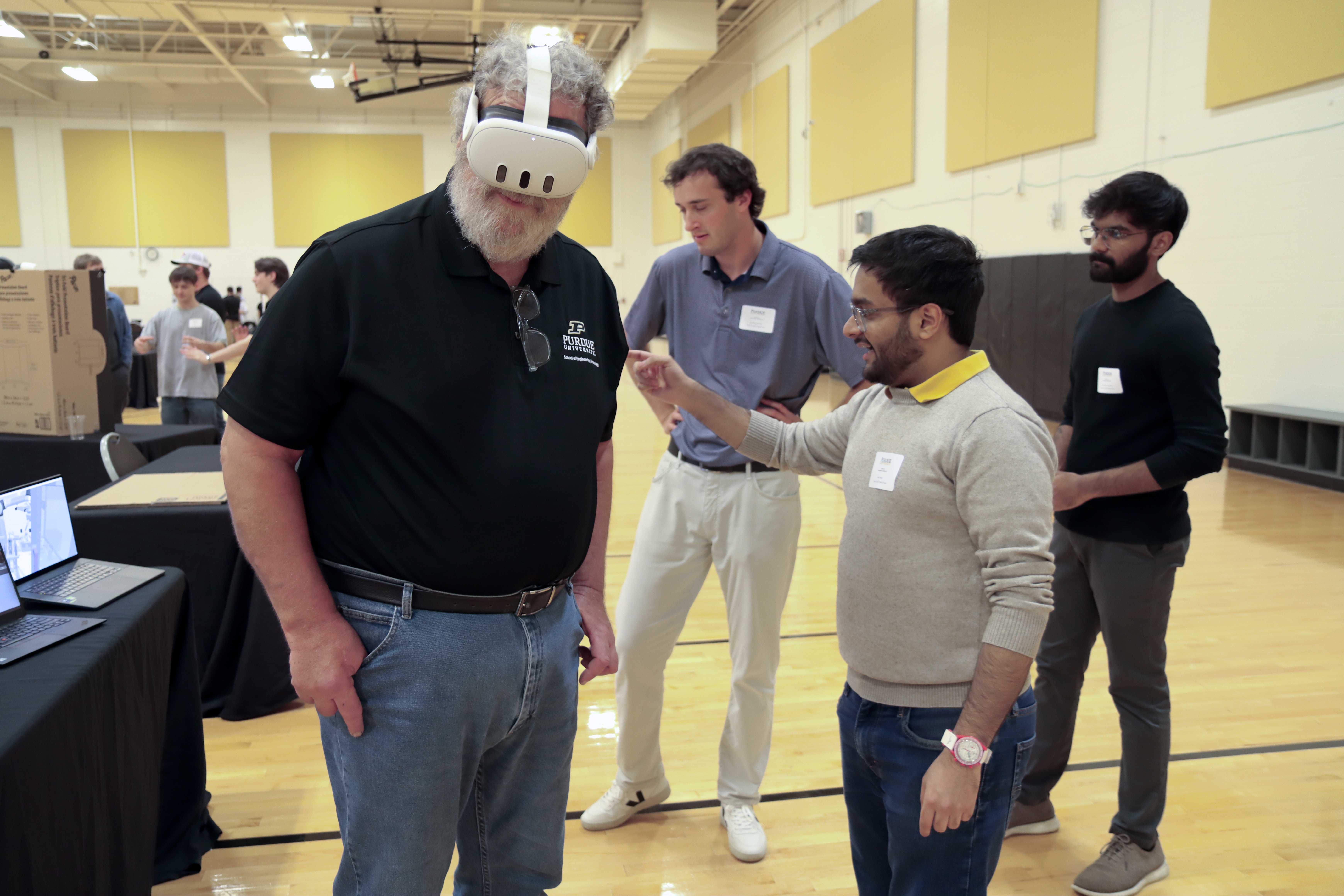 Engineering Technology students demonstrate their senior capstone project at the Spring 2026 Tech Expo. (Purdue University photo/Zach Rodimel)