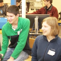 Students in CLAIMiT camp try an engineering technology challenge