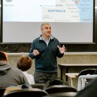 Bryan Hubbard, nominated by his students to be a Murphy Award winner, teaches a course in the School of Construction Management Technology.