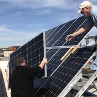 New solar array installation on Knoy rooftop