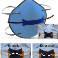 Schematic and photo images of oCVD PEDOT sensor fabricated on a disposable face mask