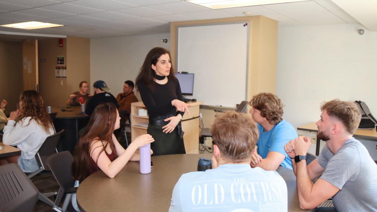 Hammoud challenges her students to think beyond the technologies they will build and consider the broader human impact of their work. (Purdue University photo/John O'Malley)