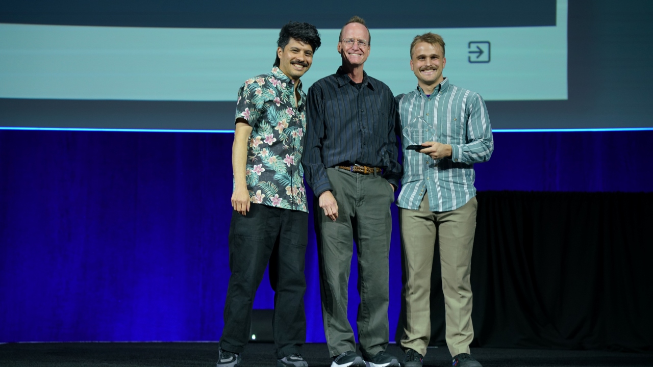 McGraw (center) and Myers (right) developed an interactive technique designed to help students learn anatomy without the drawbacks of physical dissection. (Photo credit: 2026 ACM SIGGRAPH/Cabe Tejeda)