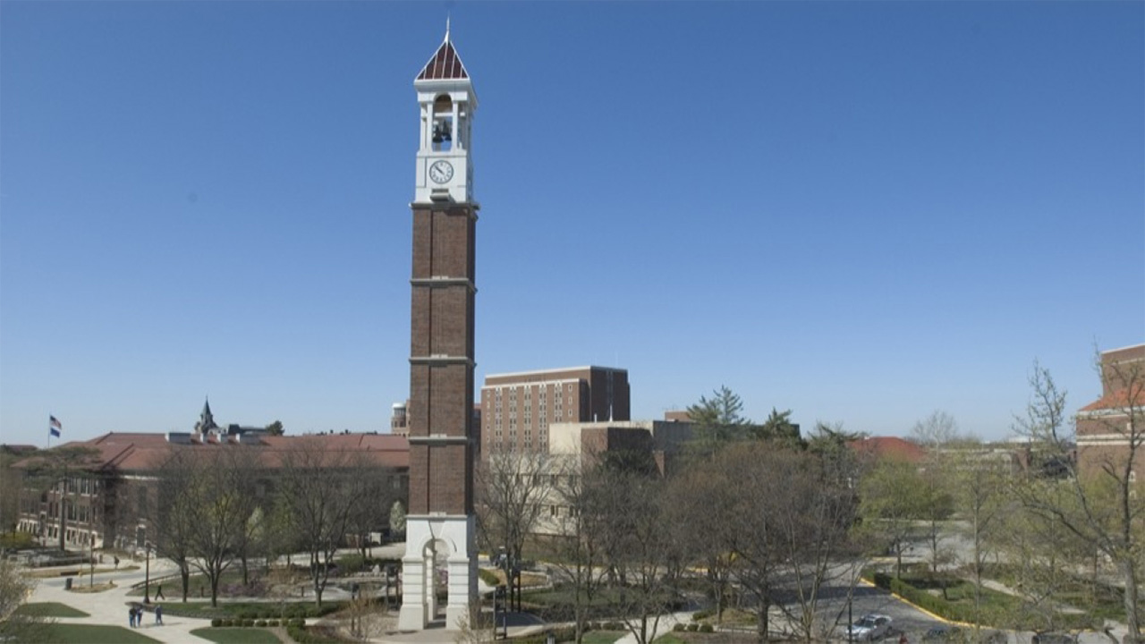 A file photo of the Purdue campus belltower.