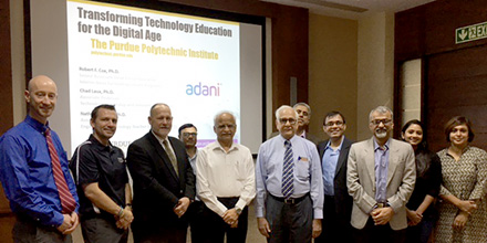 The Purdue Polytechnic contingent with Adani leadership.