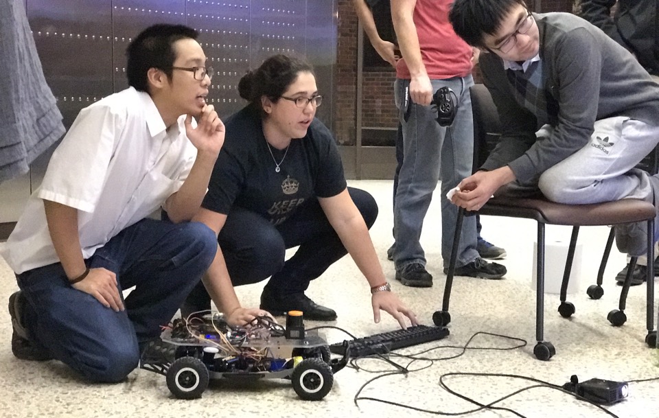 An ECET 58100 student team adjusts their car's programming