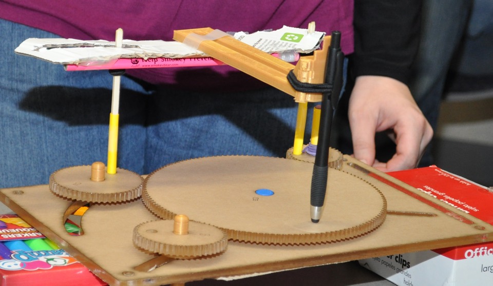 Spirograph prototype created by a CGT 22600 student team for Rotor Clip's Ring-A-Majig contest