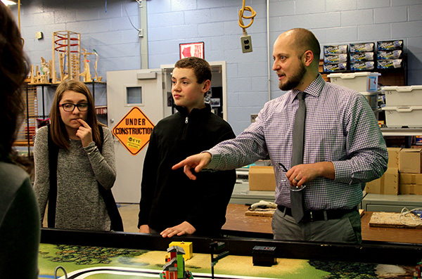 Greg Strimel works with East Tipp Middle School students.