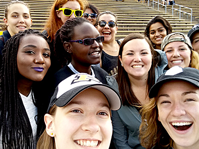 WIT Learning Community at a Purdue football game, Susie Scarbeck front and center. (Courtesty photo)