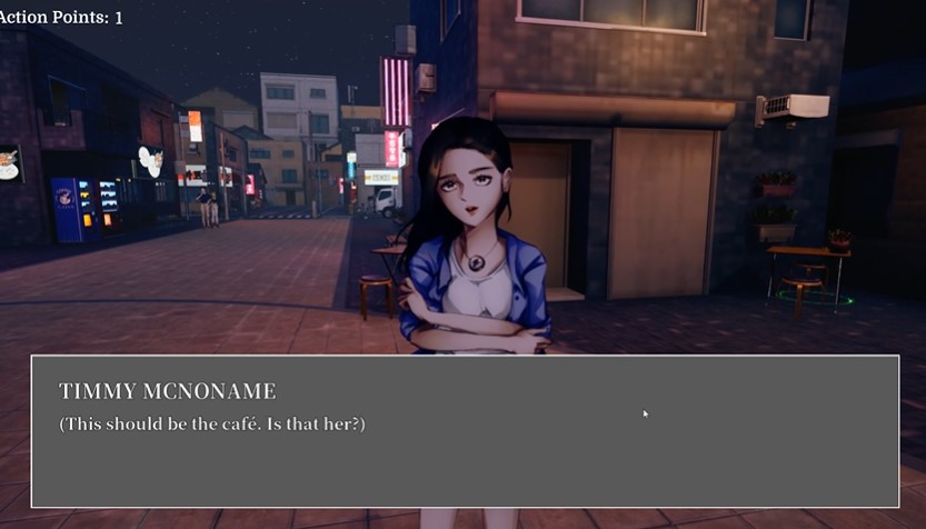 Animated girl in video game called stranger who is lost . learning Korean