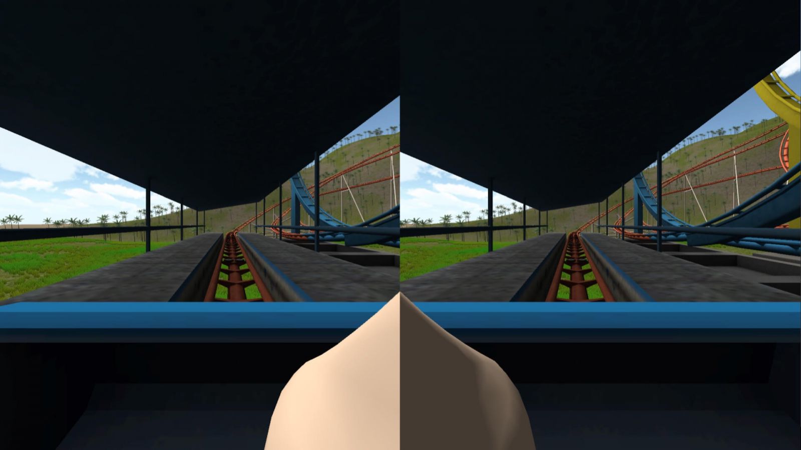 Research suggests including a virtual human nose in VR scenes reduces motion sickness (Photo courtesy David Whittinghill)