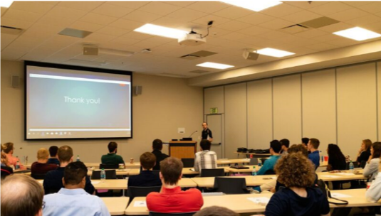 Intern Austin White, rising senior at Purdue University studying electrical engineering takes questions from participating interns on his experience interning with Kirby Risk. 