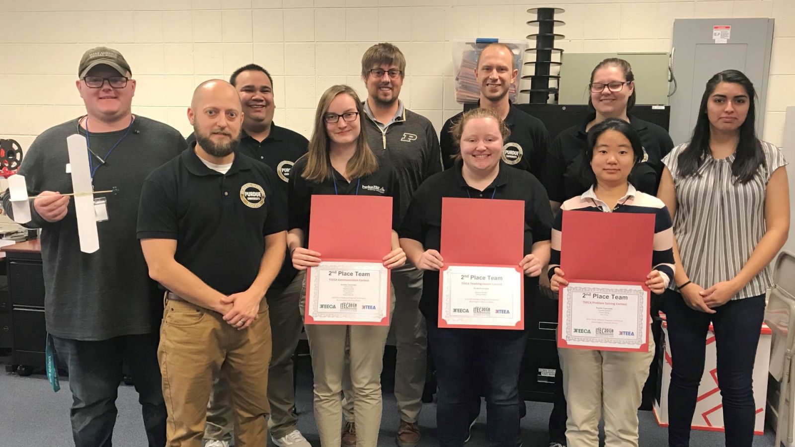 Pictured from left, front row: Greg Strimel, Daphne Fauber, Morgan Hauck, Liwei Zhang. Back row: Sean Bacha, Zach Laureano, Derek Miller, Scott Bartholomew, Rebecca Bridget, Vanessa Santana.