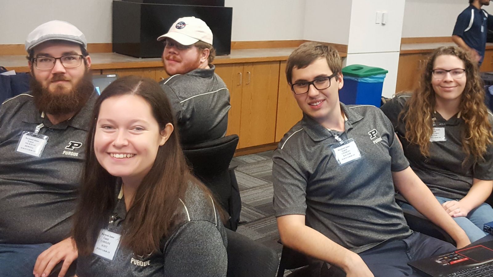 The seventh-place team members were all from the Polytechnic Institute. From left:  Nickolas Howell	, Caroline Scott, Grant Myer, Charles Kaczor, Margaret Elton, Grant Myer