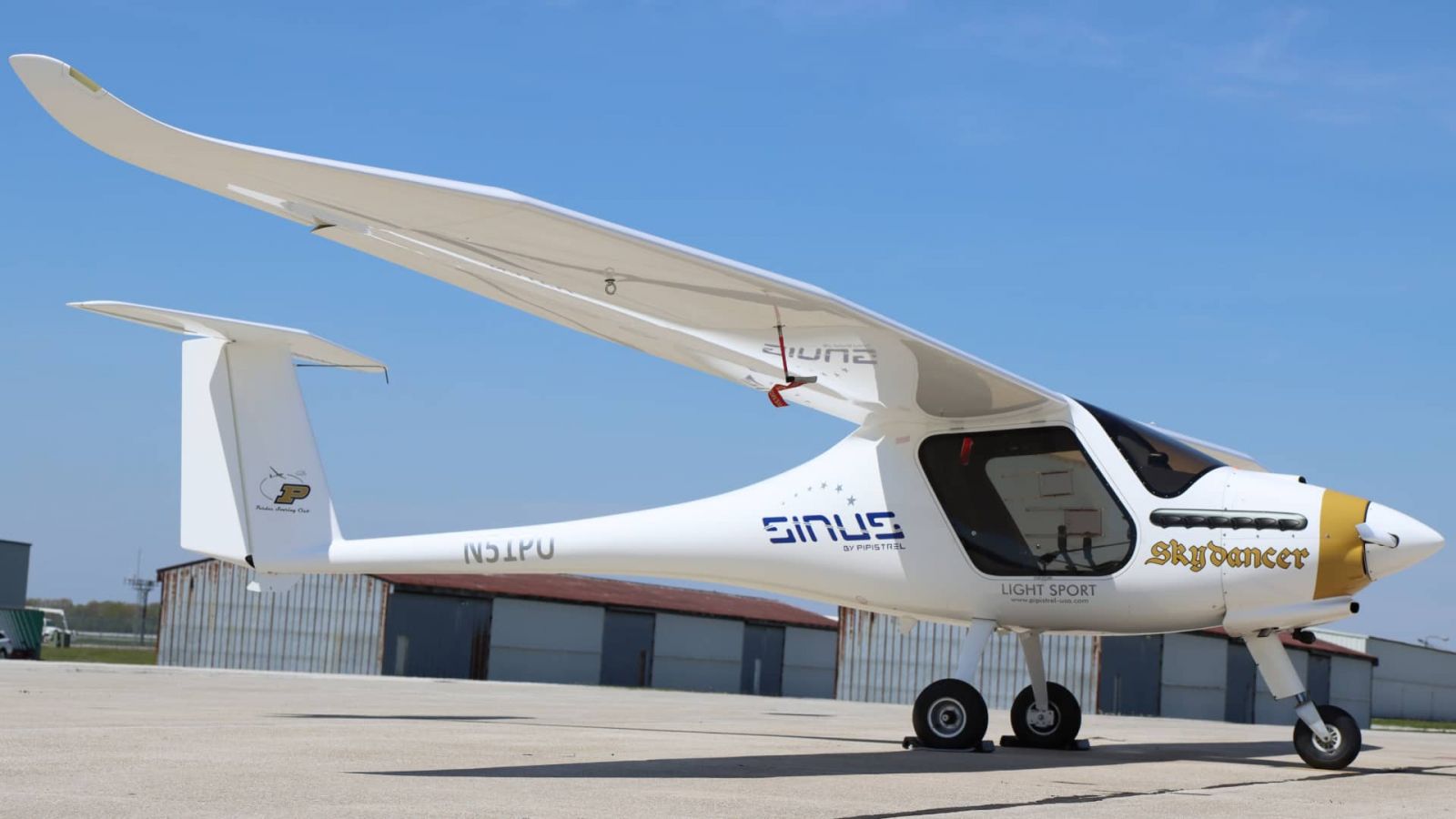 This Pipistrel aircraft at the Purdue University Airport can be modified for use in the Able Flight program, providing flight training to would-be pilots with disabilities. (Purdue University photo/John O'Malley)