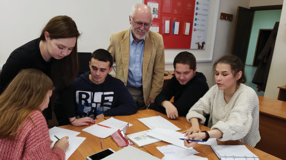 Phil Sanger (center) notes that over 50% of students studying science and engineering at Kazan National Research Technological University are female. KNRTU achieved this balance through a combination of historical, cultural and sociological factors.