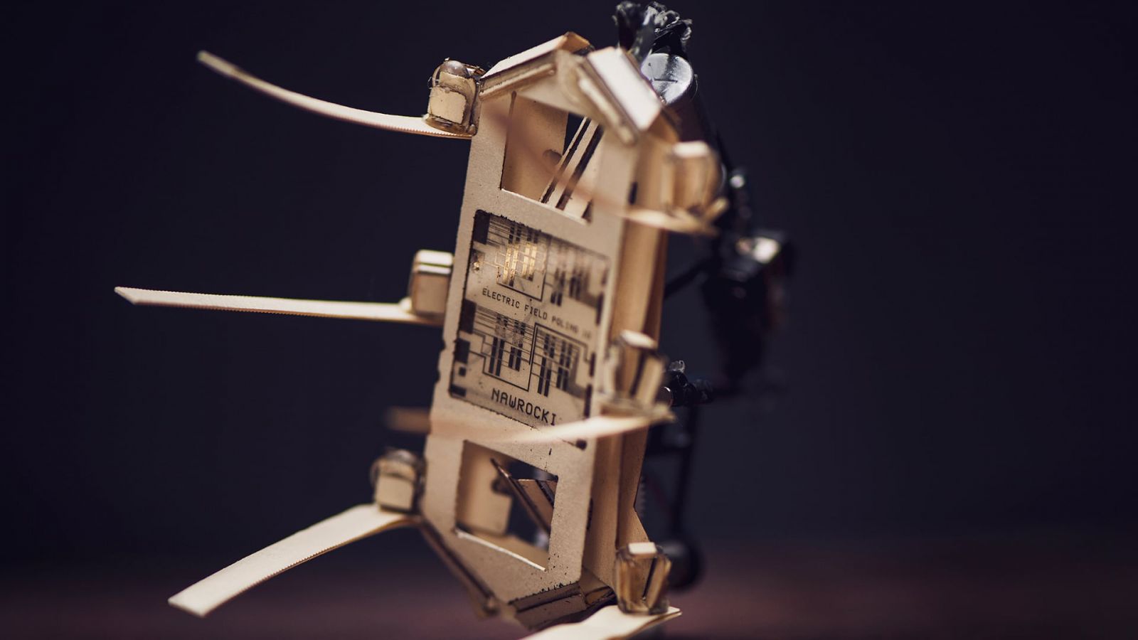 A prototype demonstrates the circuitry and manufacturing technology being developed for a robotic pill that could give farmers an inside view of the health of each cow by moving among their stomach chambers. (Purdue University photo/Rebecca Wilcox)