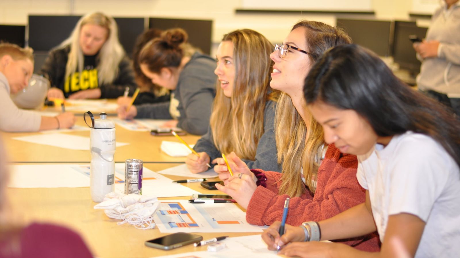 Students in construction management technology participate in a Women in Construction Management event.