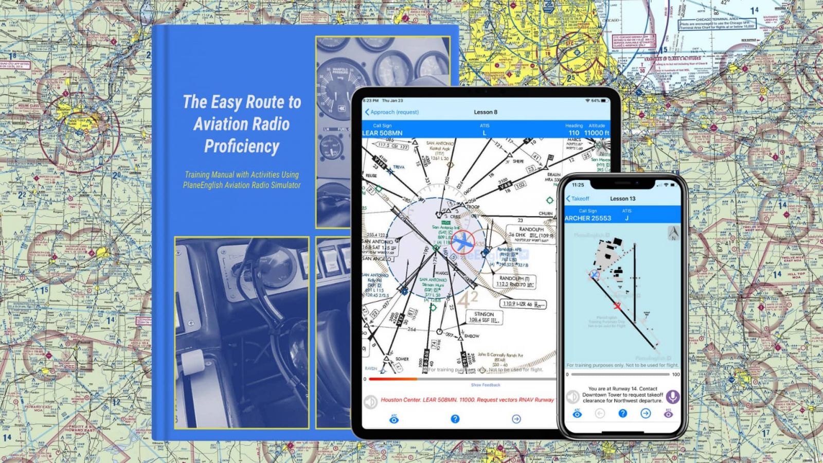 PlaneEnglish, an app-based aviation radio simulator that helps pilots become more proficient in communication, has a new companion manual that provides more in-depth content so pilots can master the mic even faster. (Image provided)