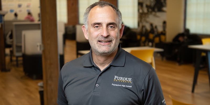 Scott Bess is the man behind the mission to reinvent the high school experience. Bess, the founding executive director for Purdue Polytechnic High Schools, says the schools are making positive growth with students and the communities they serve. (Purdue University photo)