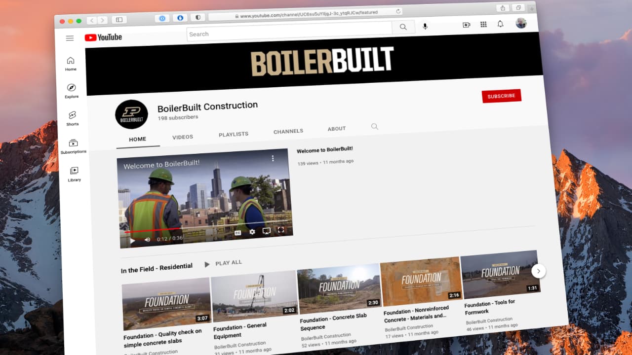 The BoilerBuilt Construction channel on YouTube