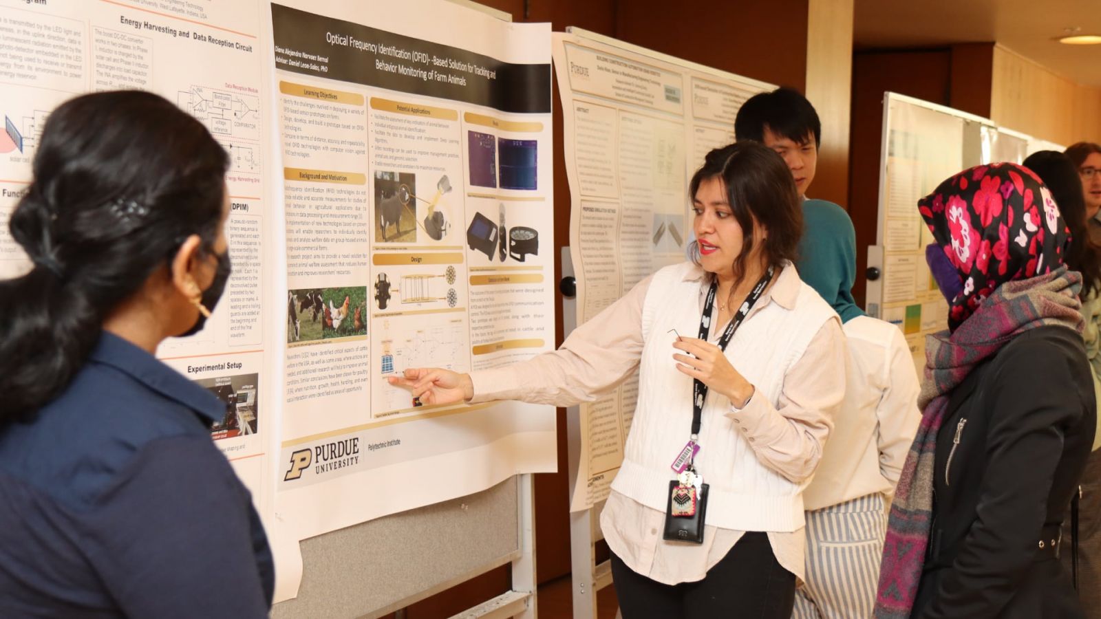 Undergraduate and graduate students in Purdue University’s Polytechnic Institute recently presented posters summarizing their 2021-2022 research projects at Stewart Center. (Purdue University photo/John O'Malley)