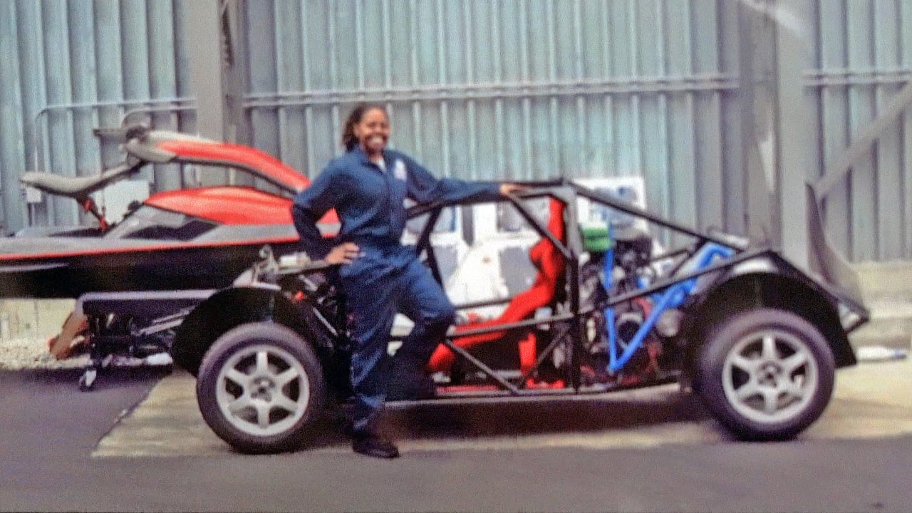Lights, Motors, Action! was an extreme stunt show at Disney's Hollywood Studios featuring custom-built vehicles. Angel Price was the first (and only) female mechanic to work on the attraction. (Photo courtesy Angel Price)