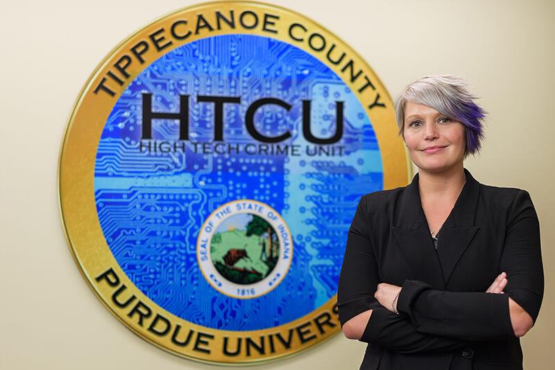 Kathryn Seigfried-Spellar at the Tippecanoe County High Tech Crime Unit. Seigfried-Spellar was one of four Purdue Polytechnic faculty who developed FileTSAR+ for law enforcement organizations. (Photo provided/Purdue University News)