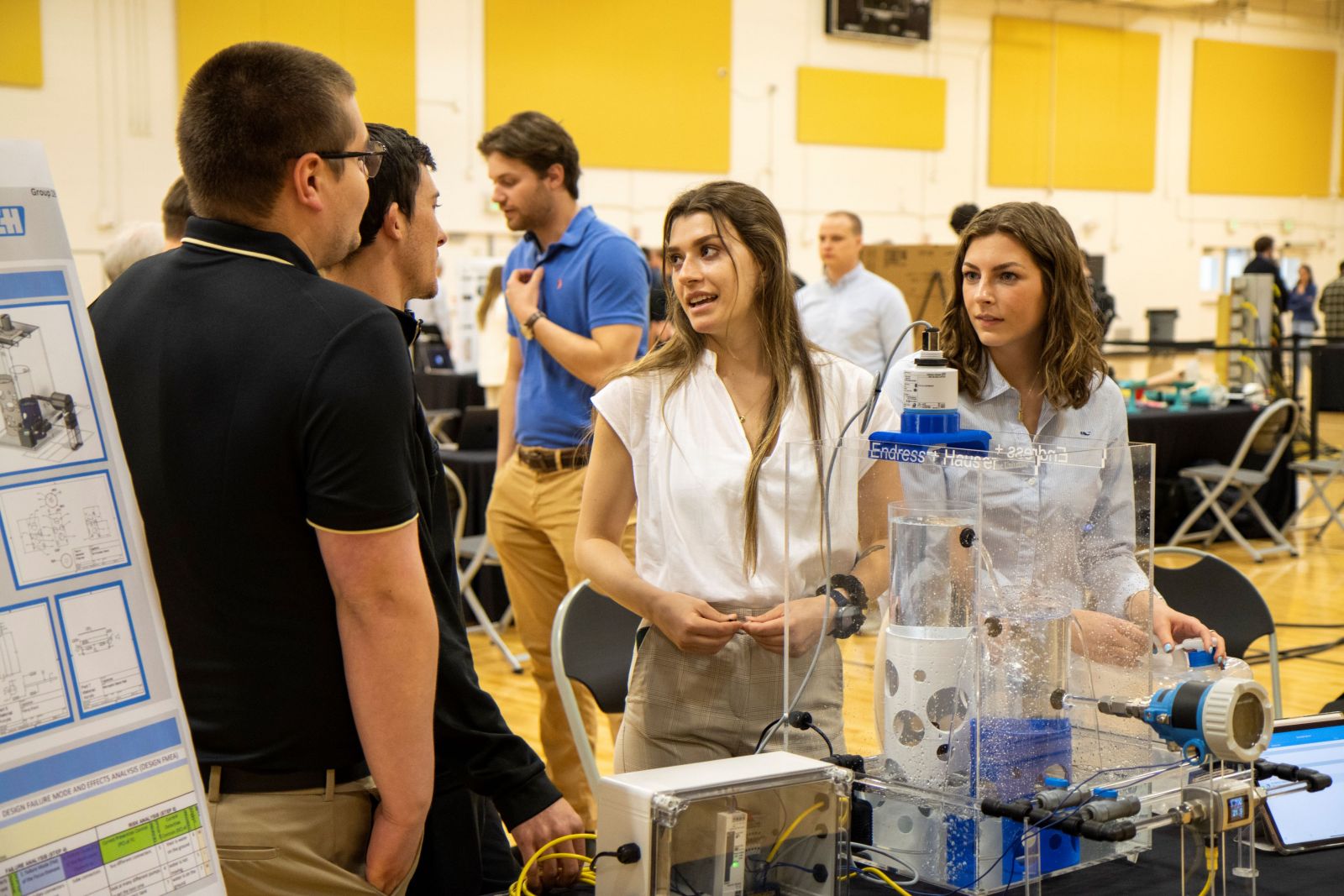 (Left to right) Andrew Nelson, Mitchel Mayer, Max Imler, Emily Laux and Taylor Jackson from the Endress and Hauser group. (Purdue University photo/Zach Rodimel)