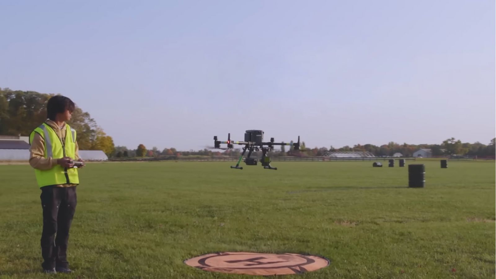 Hudson Tsang, flying a large drone (Purdue University video)