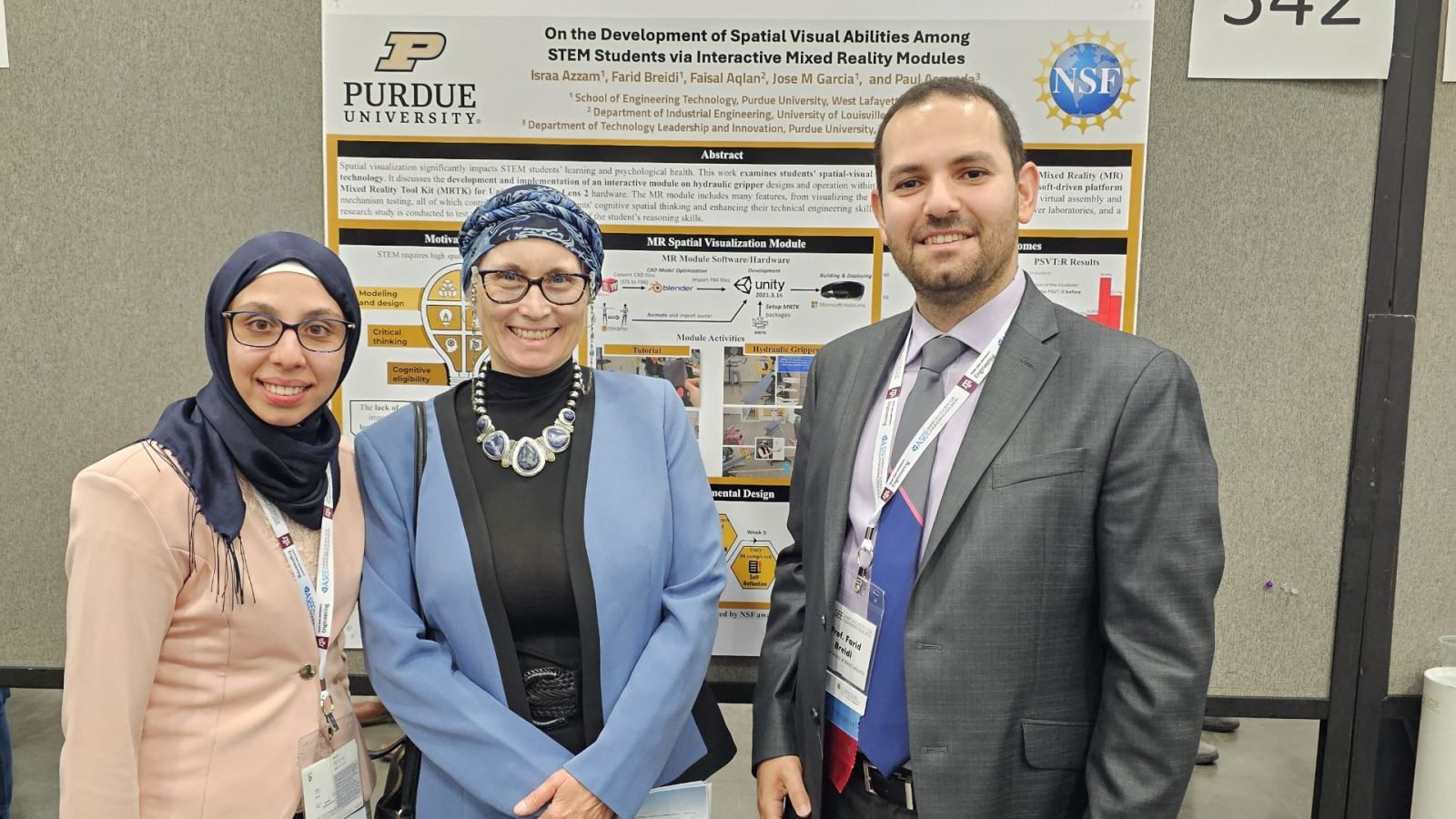 Engineering technology's Farid Breidi (right) and his PhD student Israa Azzam (left) won several awards at this year's ASEE conference. (Photo provided)