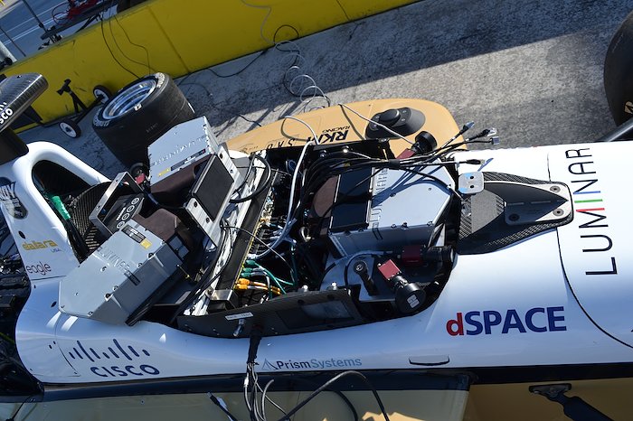 The driverless cockpit of the 2023 Black and Gold Indy NXT car (Photo credit/Black and Gold AV Racing)