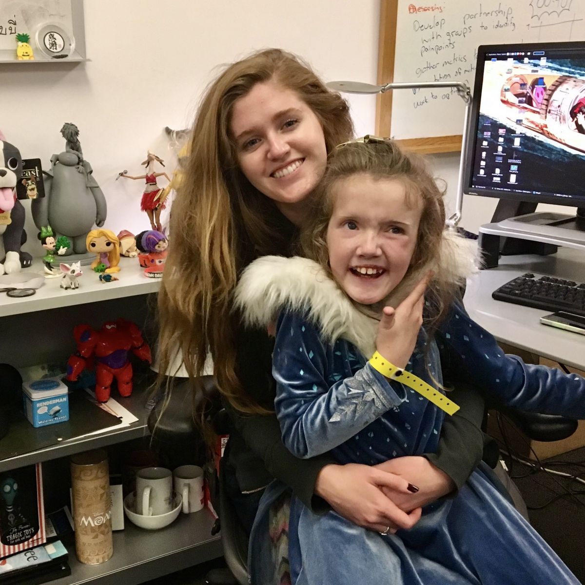 Kraemer's sister visiting her at work, dressed as Elsa from the "Frozen" franchise. (Photo provided)
