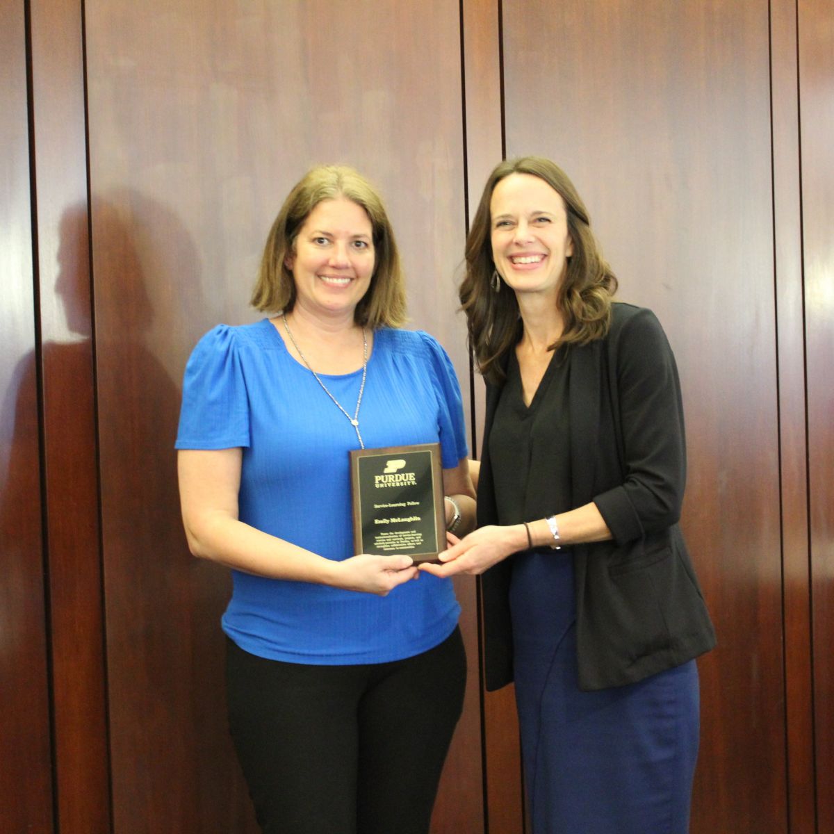 McLaughlin receives the Purdue Service-Learning award. (Photo provided)
