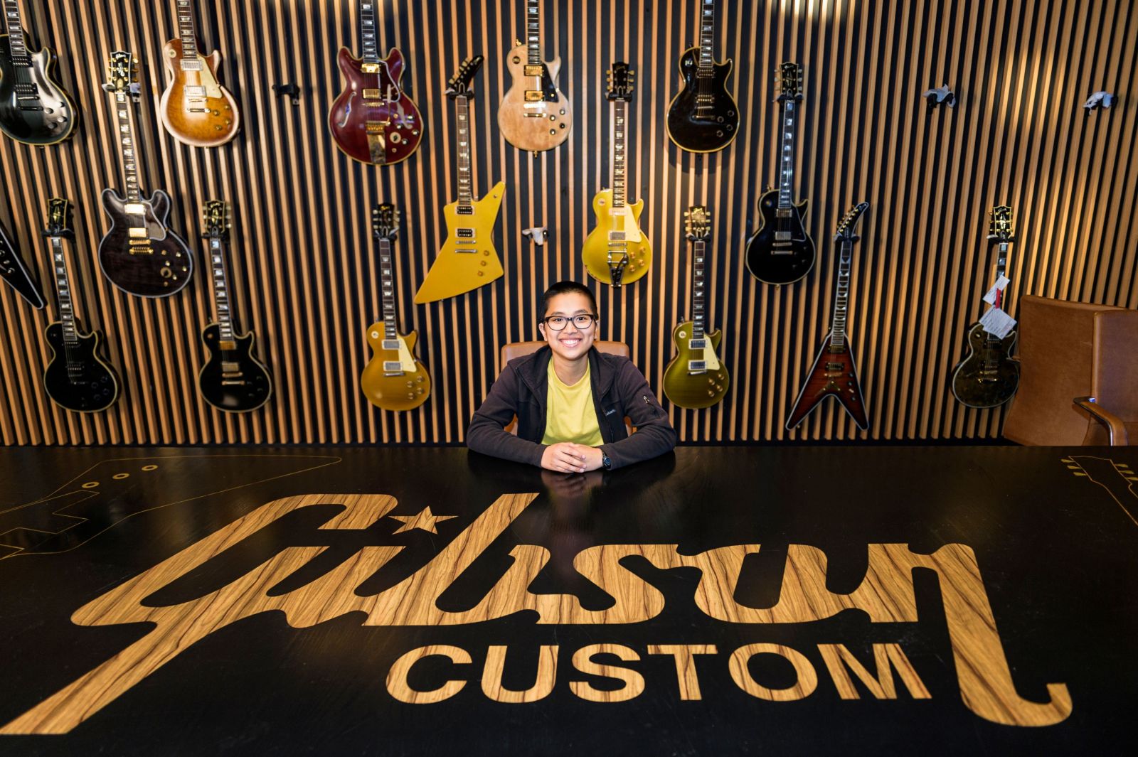Lyndsay Moye enjoys her role as a Gibson CNC engineer, where she helps create instruments using the processes that she learned in guitar lab. (Purdue University photo/Matt Kerkhoff)