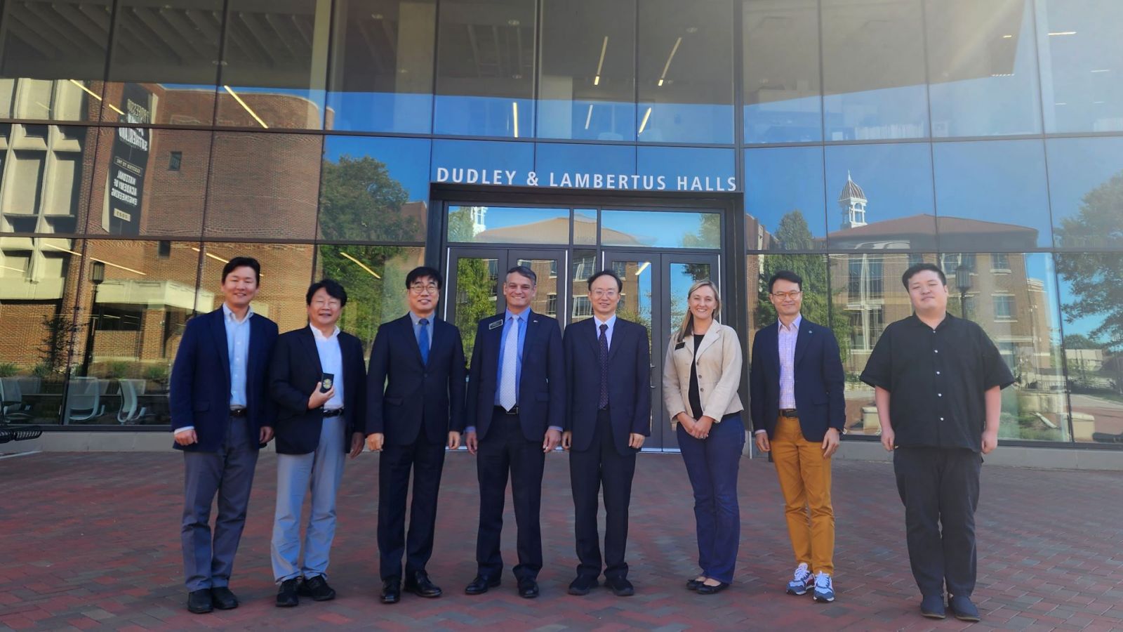 Purdue Polytechnic representatives including Elizabeth Barajas, Daniel Castro and BC Min meet with Korean delegation in fall of 2023. (Photo provided)