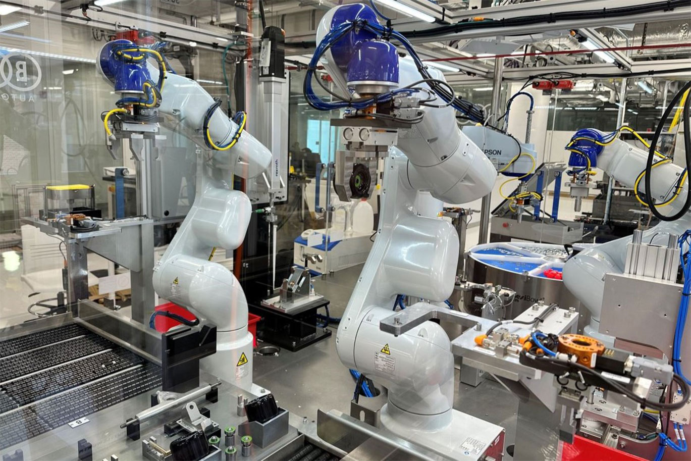 Robotic devices in the Smart Learning Factory, provided by BBS Automation. BBS helps industry develop automated processes and lower energy costs. (Purdue University photo/John O'Malley)