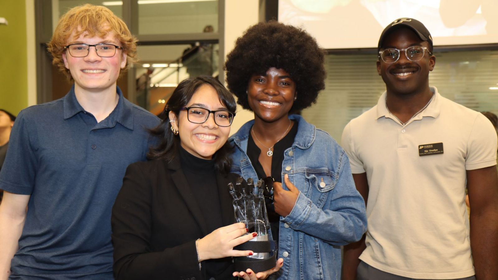 The "Prosthetics" team won the second place prize among their classmates in TECH 120. (Purdue University photo/John O'Malley)