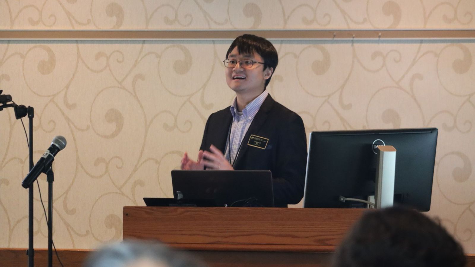 Xingyu Li, conference chair, presents at the DigiTwin 2024 conference. (Purdue University photo/John O'Malley)