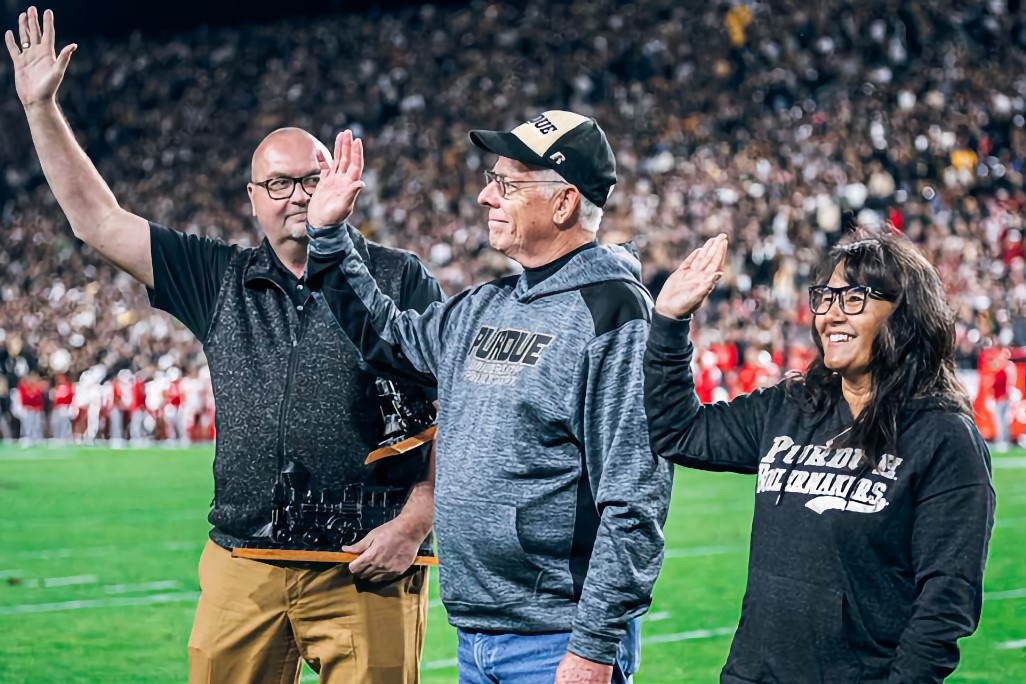 Munguia receiving the Special Boilermaker award during a 2022 Purdue football game. (Photo provided)