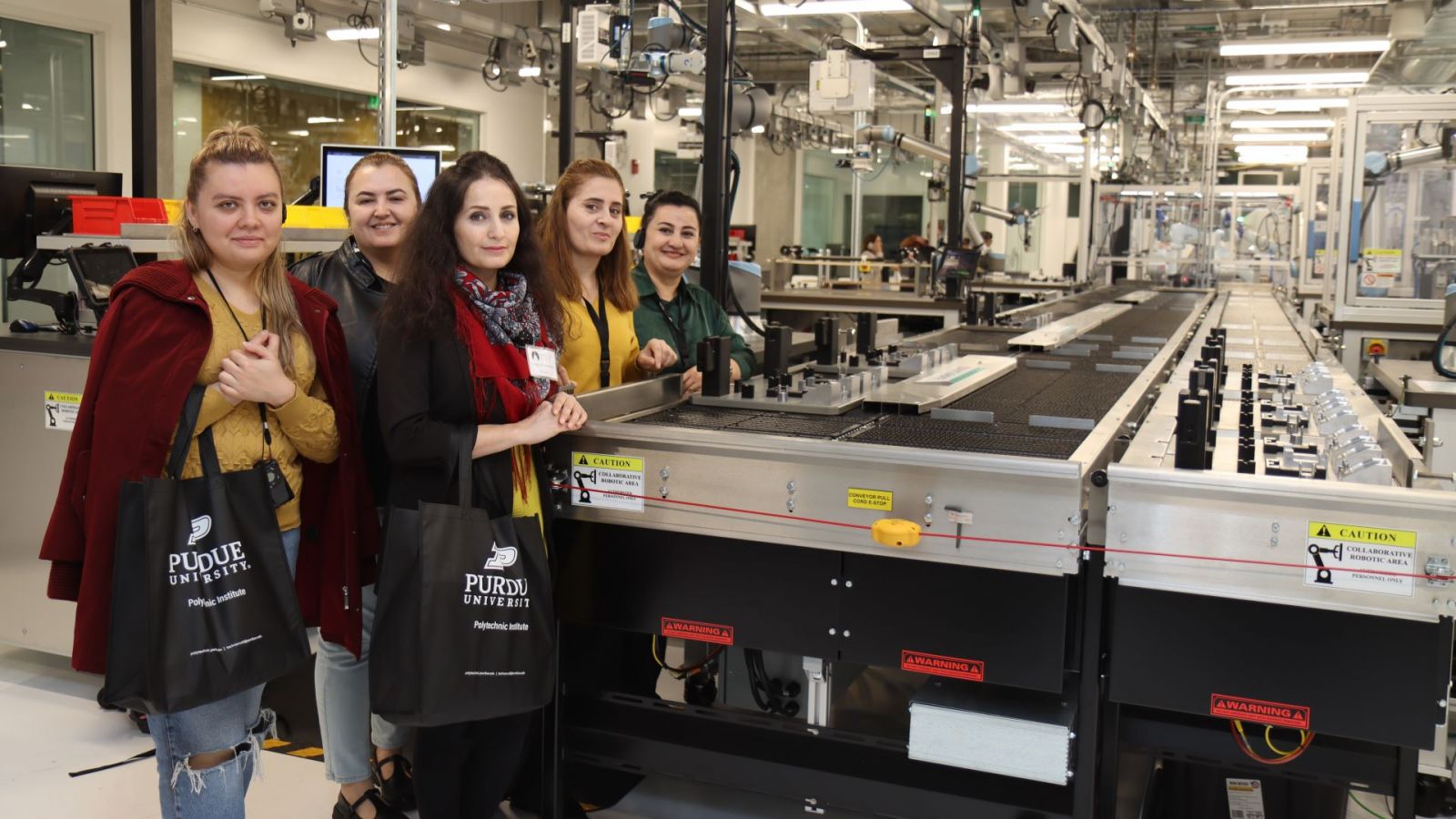 A group of five women from Tajikistan explored facilities such as the Smart Learning Factory (pictured), and learned about recruiting more women in STEM in their home country. (Purdue University photo/John O'malley)