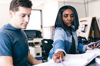 students working